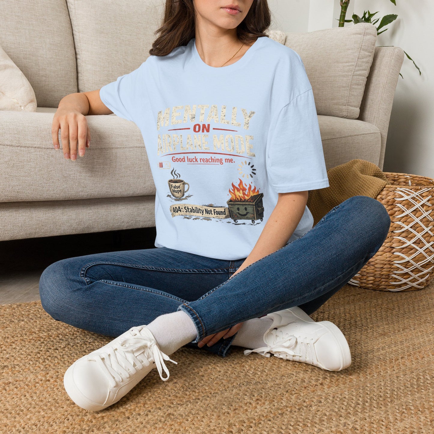 Women’s/Mens Tee: "Mentally on Airplane Mode" T-Shirt — Funny Travel/Introvert Graphic Tee