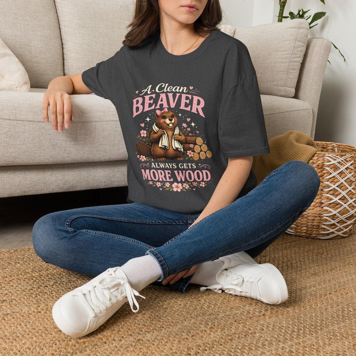 Funny Graphic T-Shirt — "A Clean Beaver Always Gets More Wood" Woodland Lumberjack Tee