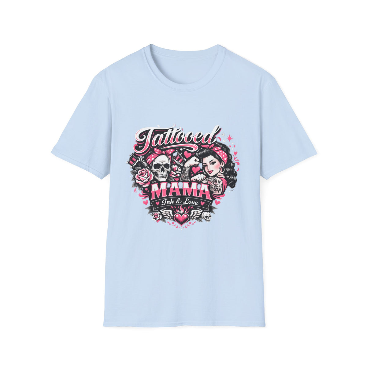 Tattooed Mama T-Shirt — Retro Rockabilly Skull & Rose Design