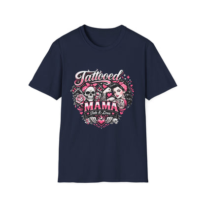 Tattooed Mama T-Shirt — Retro Rockabilly Skull & Rose Design