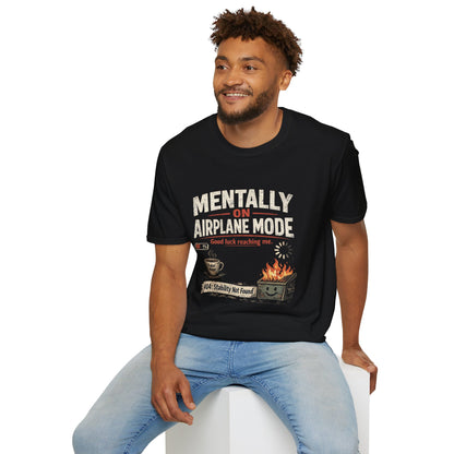 Women’s/Mens Tee: "Mentally on Airplane Mode" T-Shirt — Funny Travel/Introvert Graphic Tee