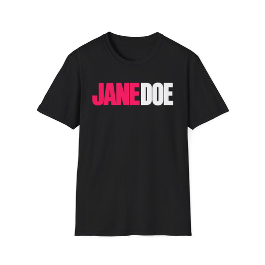Jane Doe Graphic T-Shirt — Bold Pink & White Name Tee
