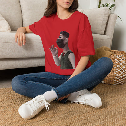 Fairs Cartoon Character T-Shirt — Cute 3D Guy Wearing Face Mask Tee