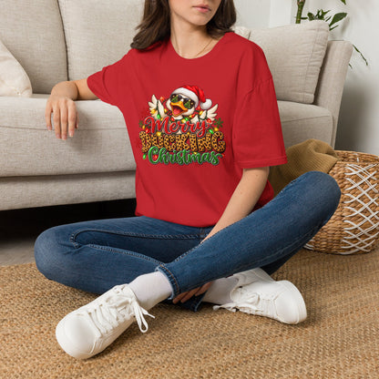 Merry Ducking Christmas T-Shirt — Santa Hat Sunglasses Holiday Tee