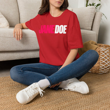 Jane Doe Graphic T-Shirt — Bold Pink & White Name Tee