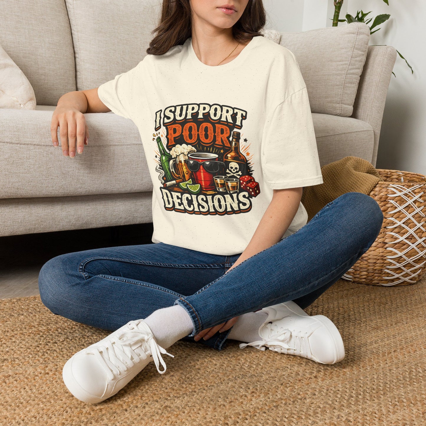 T-Shirt — “I Support Poor Decisions” Funny Party & Drinking Graphic Tee