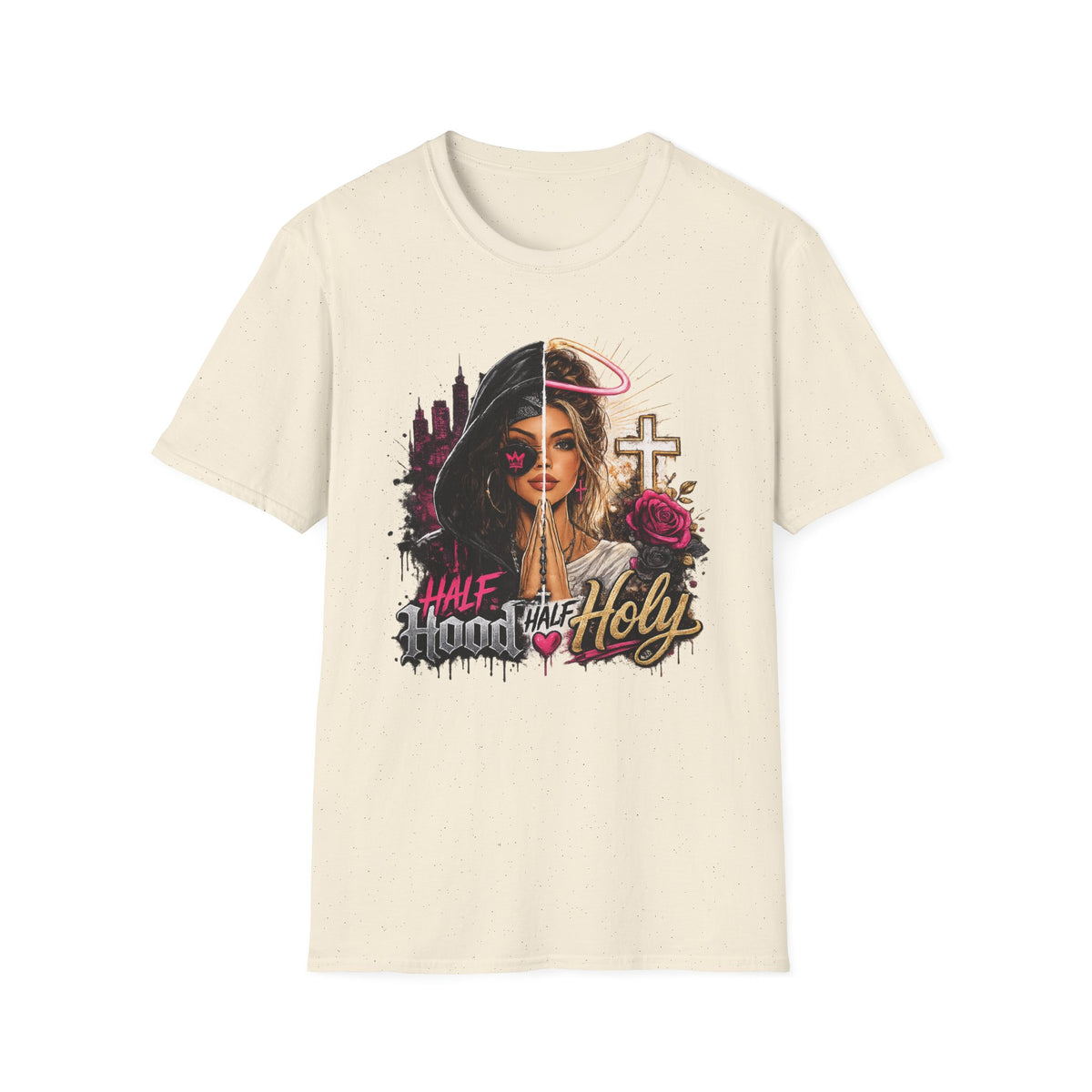 Half Bad Half Holy T-Shirt — Dual-Face Angel & Rebel Graphic Tee