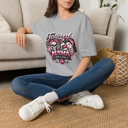 Tattooed Mama T-Shirt — Retro Rockabilly Skull & Rose Design