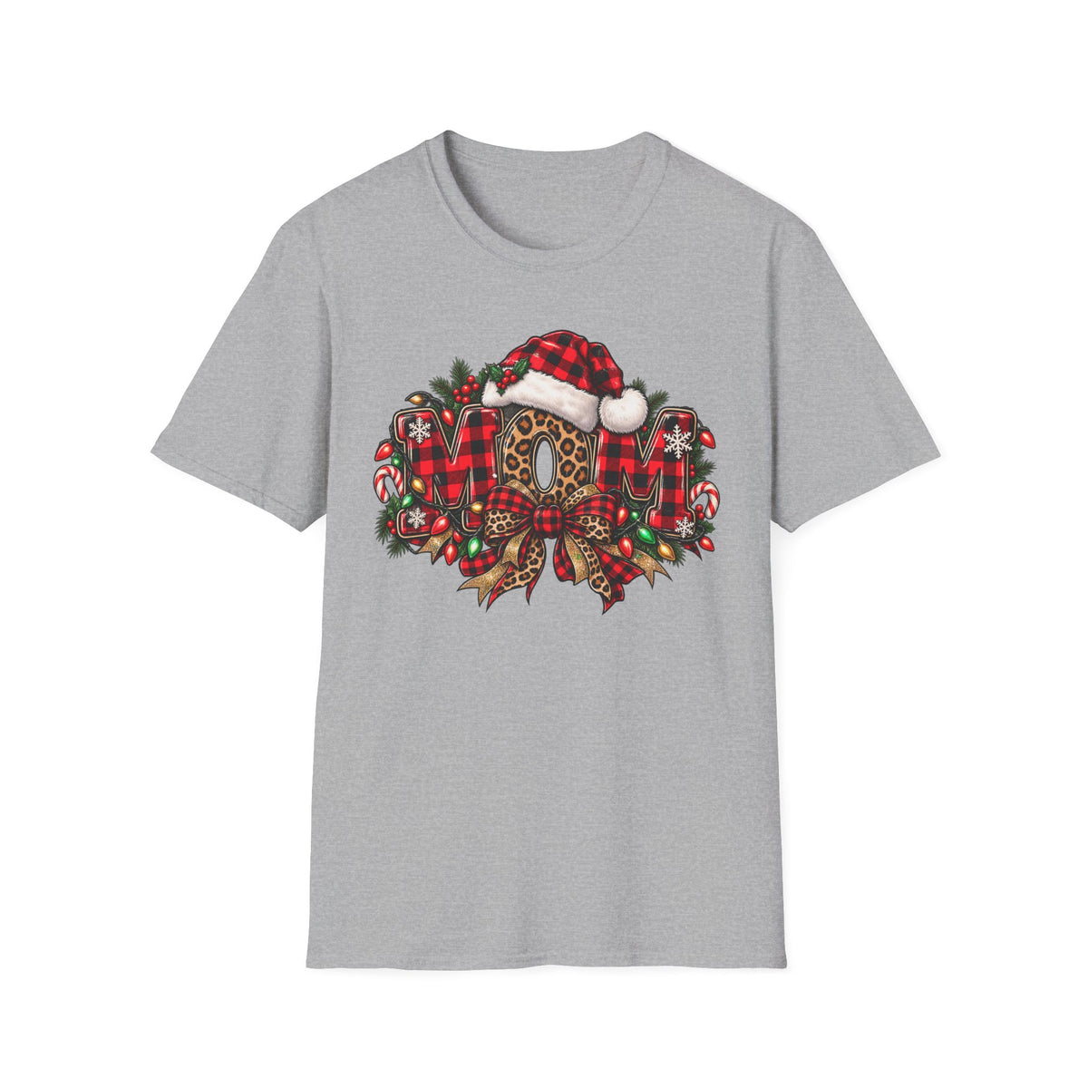 Christmas Mom T-Shirt – Holiday Plaid Santa Hat Café Design
