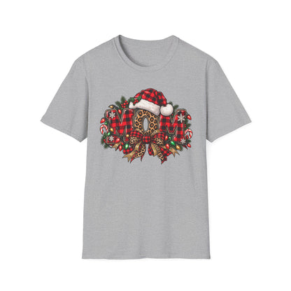 Christmas Mom T-Shirt – Holiday Plaid Santa Hat Café Design