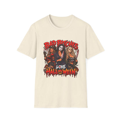 Bad Bitches Love Halloween T-Shirt — Horror Villain Women Graphic Tee