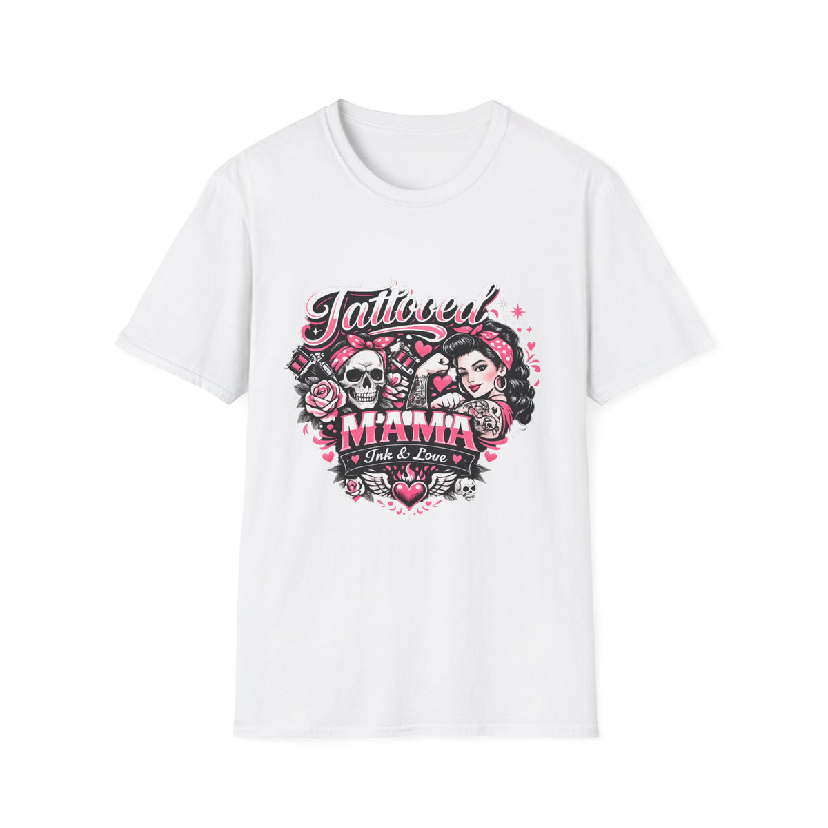 Tattooed Mama T-Shirt — Retro Rockabilly Skull & Rose Design