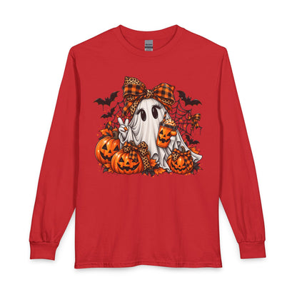 Halloween Ghost with Pumpkins Long Sleeve Tee