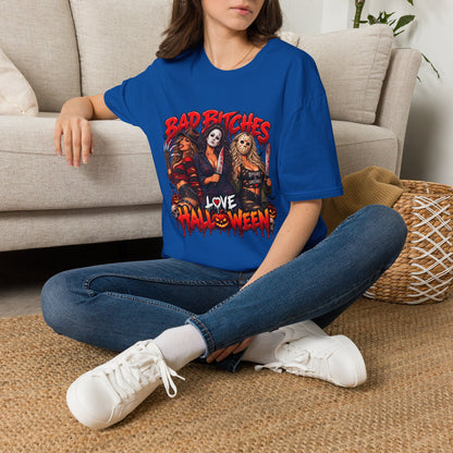 Bad Bitches Love Halloween T-Shirt — Horror Villain Women Graphic Tee