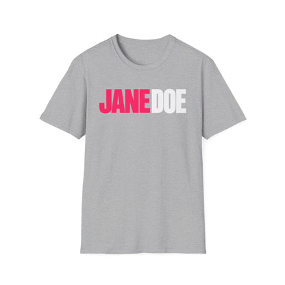 Jane Doe Graphic T-Shirt — Bold Pink & White Name Tee