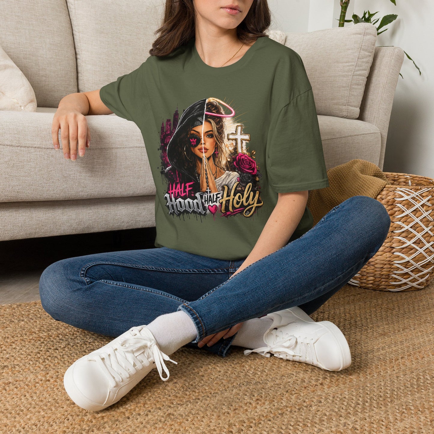Half Bad Half Holy T-Shirt — Dual-Face Angel & Rebel Graphic Tee