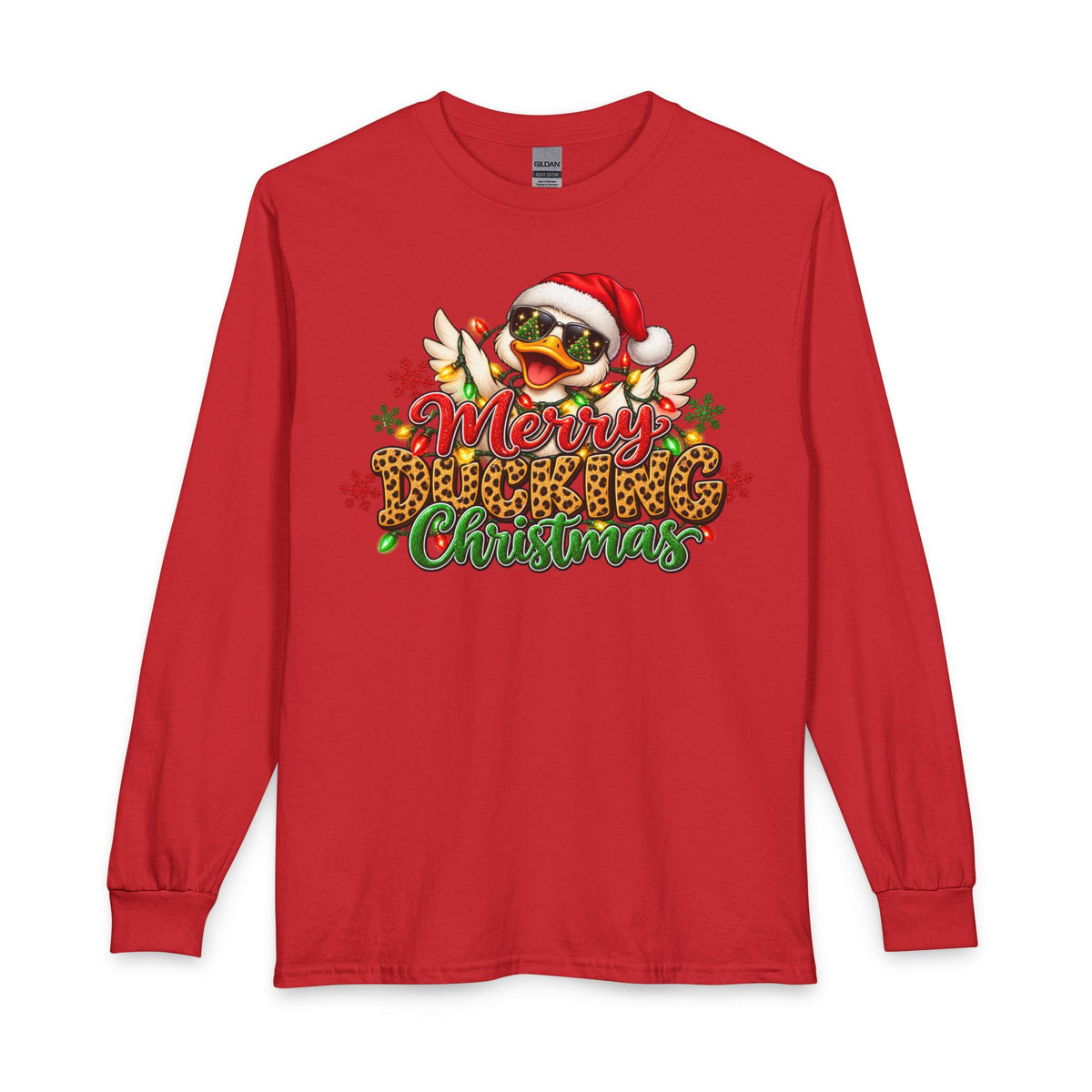 Merry Cheeky Christmas Long Sleeve Tee — Santa Duck Holiday Shirt
