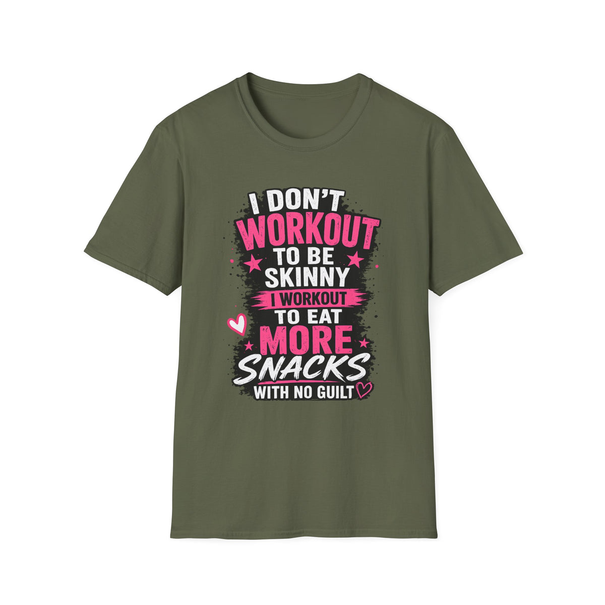Workout & Snacks T-Shirt — “I Don’t Workout to Be Skinny” Funny Fitness Tee
