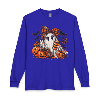 Halloween Ghost with Pumpkins Long Sleeve Tee