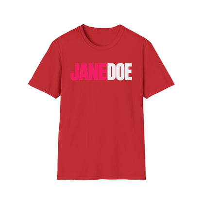 Jane Doe Graphic T-Shirt — Bold Pink & White Name Tee