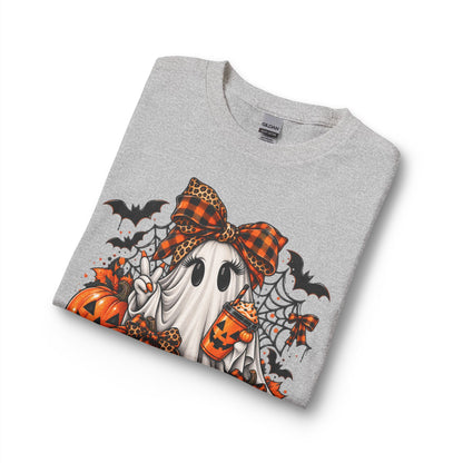 Halloween Ghost with Pumpkins Long Sleeve Tee