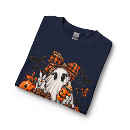 Halloween Ghost with Pumpkins Long Sleeve Tee
