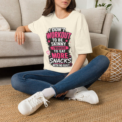 Workout & Snacks T-Shirt — “I Don’t Workout to Be Skinny” Funny Fitness Tee