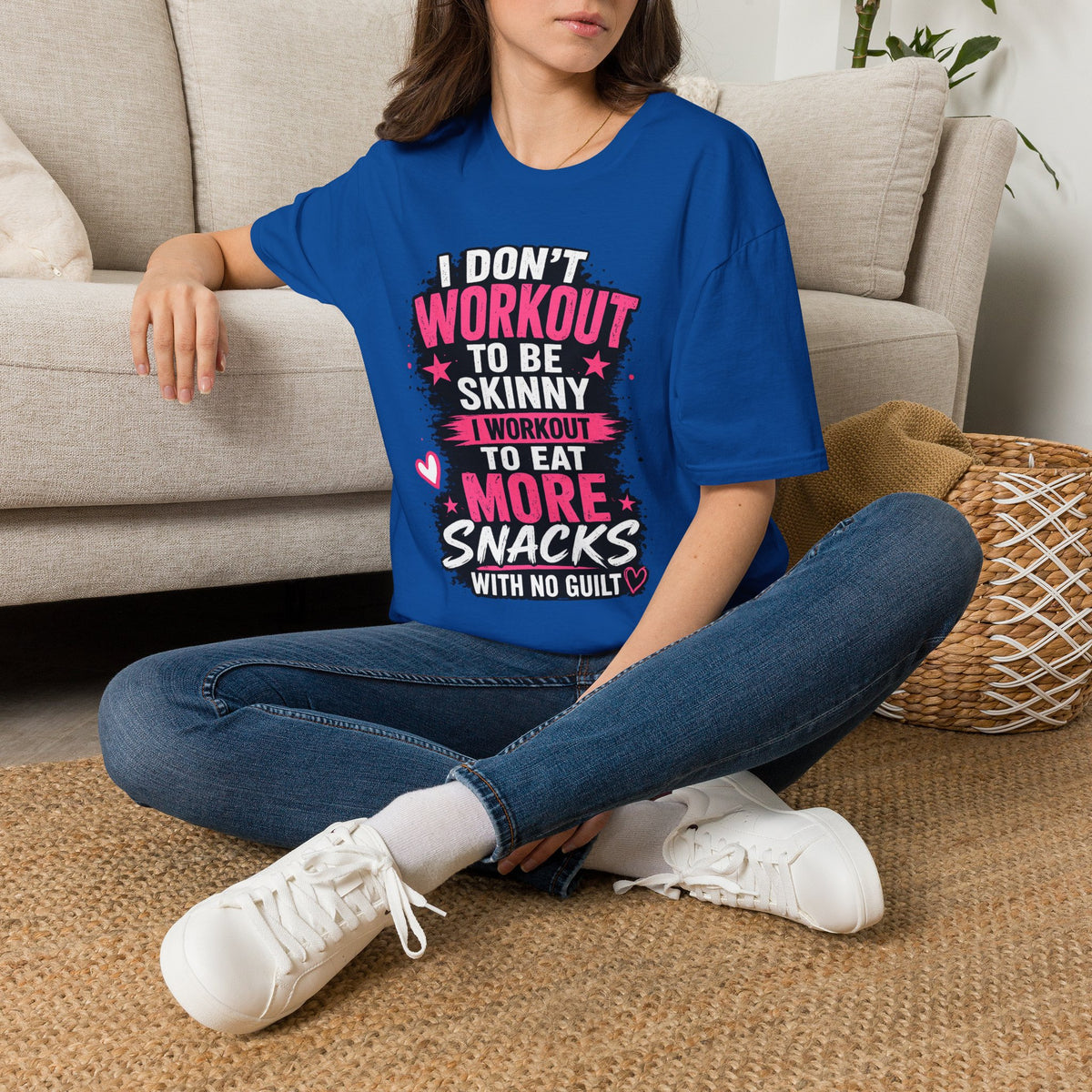 Workout & Snacks T-Shirt — “I Don’t Workout to Be Skinny” Funny Fitness Tee