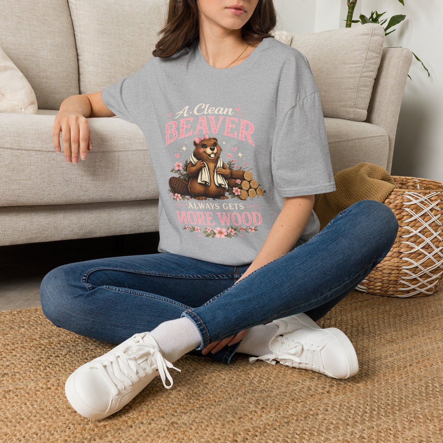 Funny Graphic T-Shirt — "A Clean Beaver Always Gets More Wood" Woodland Lumberjack Tee