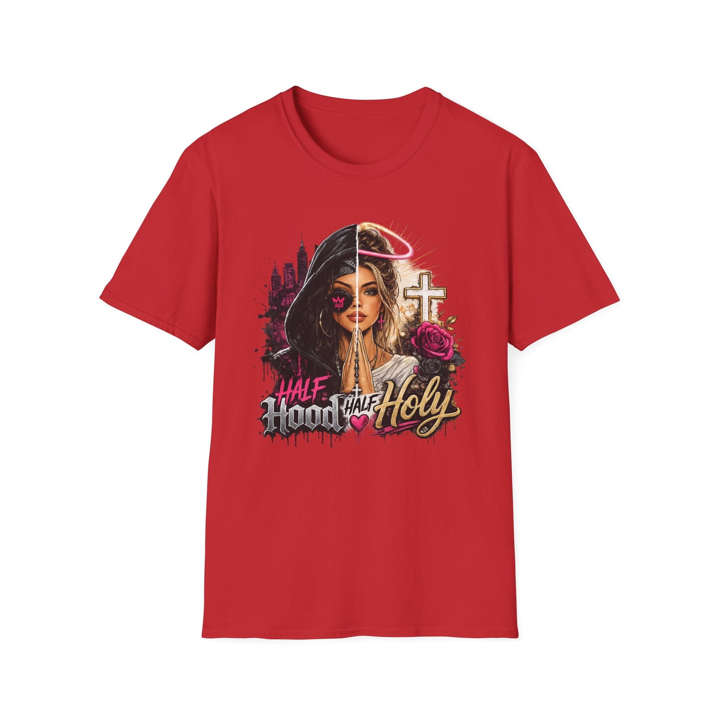 Half Bad Half Holy T-Shirt — Dual-Face Angel & Rebel Graphic Tee