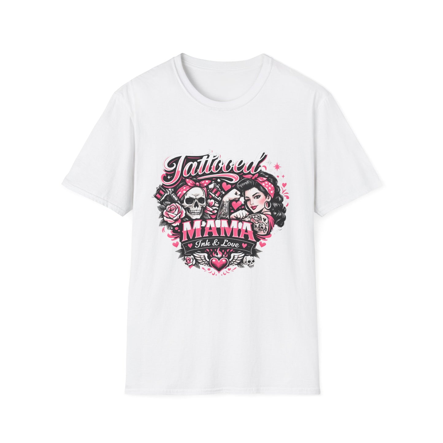 Tattooed Mama T-Shirt — Retro Rockabilly Skull & Rose Design