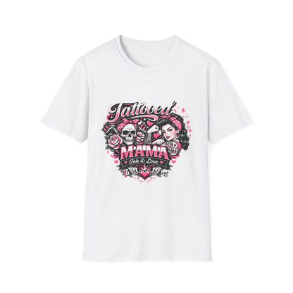 Tattooed Mama T-Shirt — Retro Rockabilly Skull & Rose Design