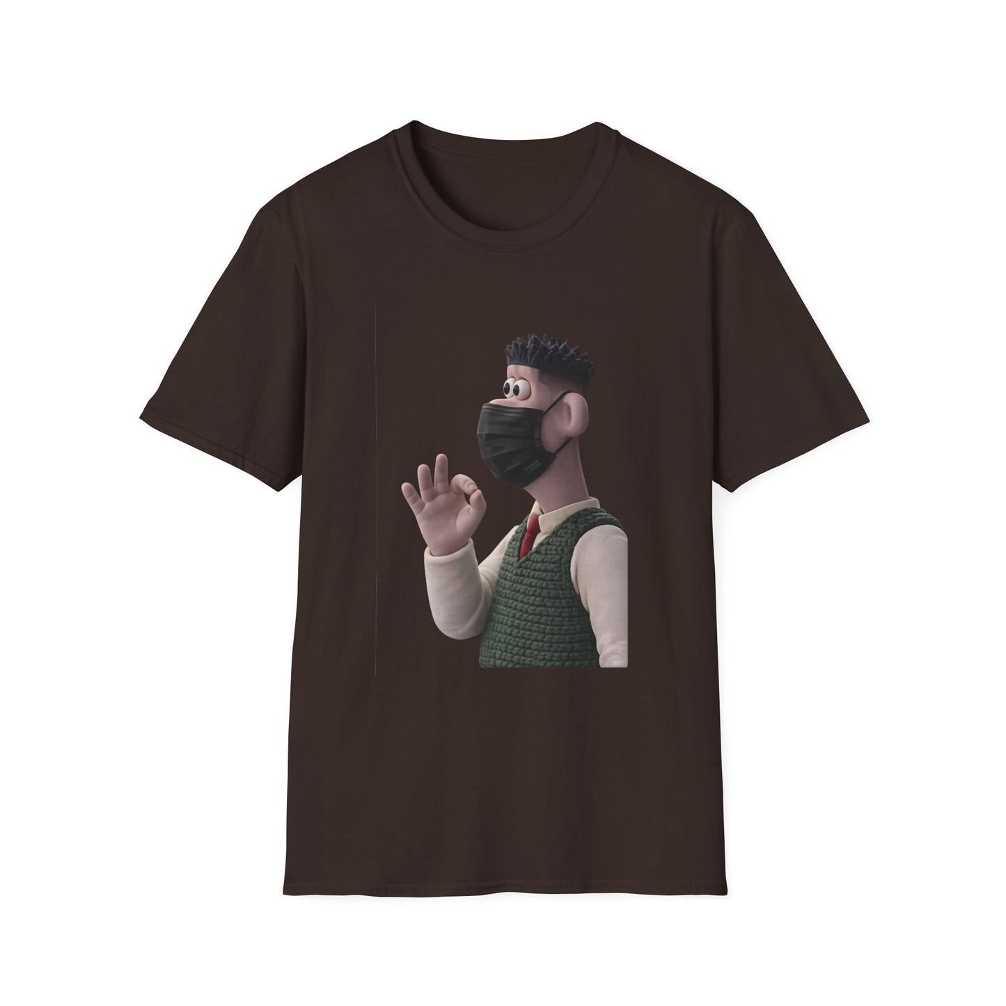 Fairs Cartoon Character T-Shirt — Cute 3D Guy Wearing Face Mask Tee