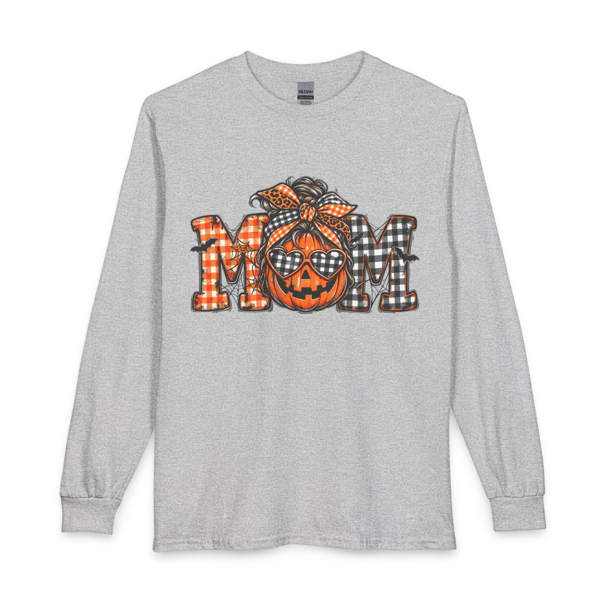 Halloween MOM Pumpkin Plaid Long Sleeve Tee