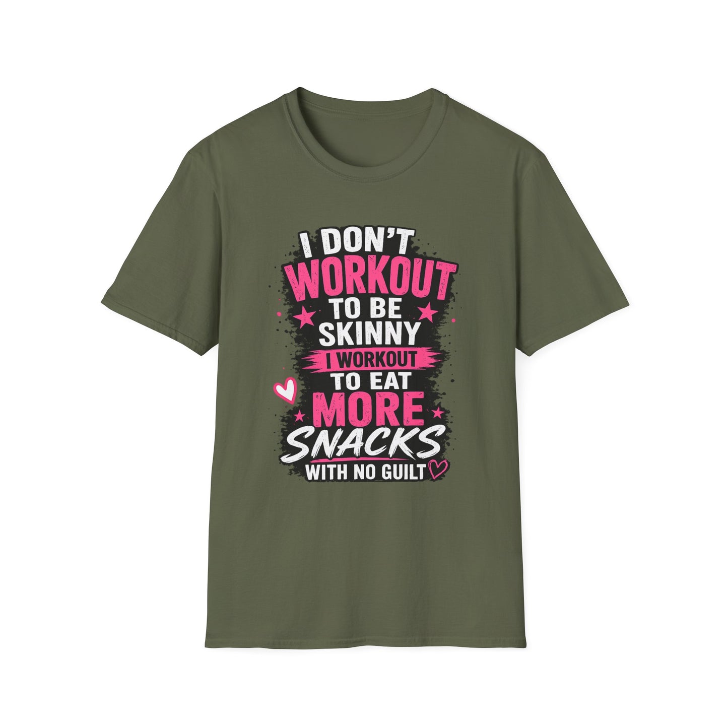 Workout & Snacks T-Shirt — “I Don’t Workout to Be Skinny” Funny Fitness Tee