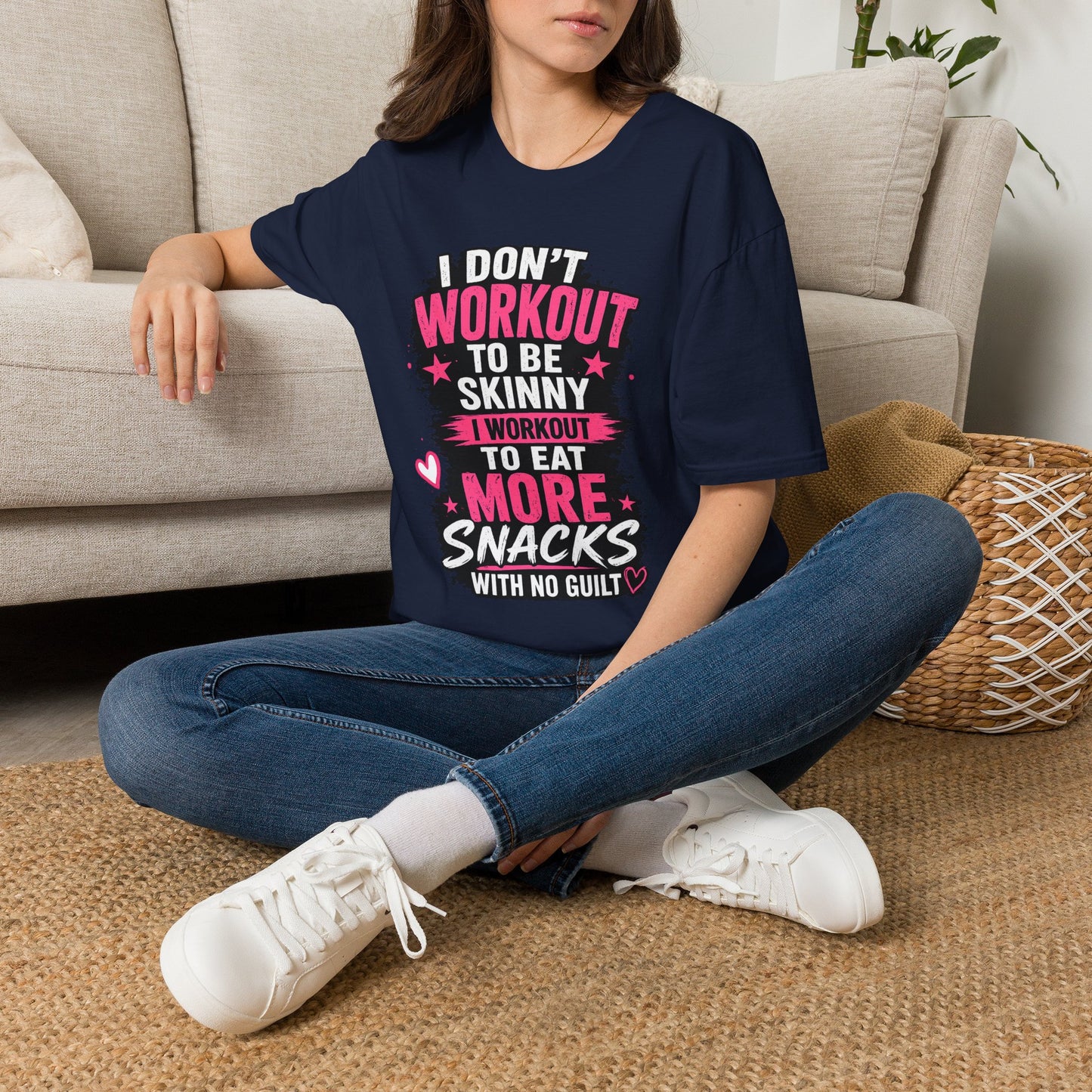 Workout & Snacks T-Shirt — “I Don’t Workout to Be Skinny” Funny Fitness Tee