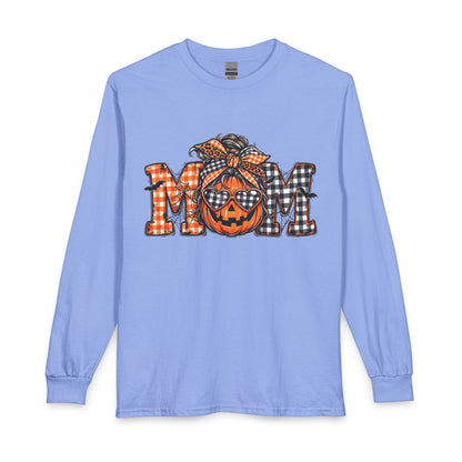 Halloween MOM Pumpkin Plaid Long Sleeve Tee