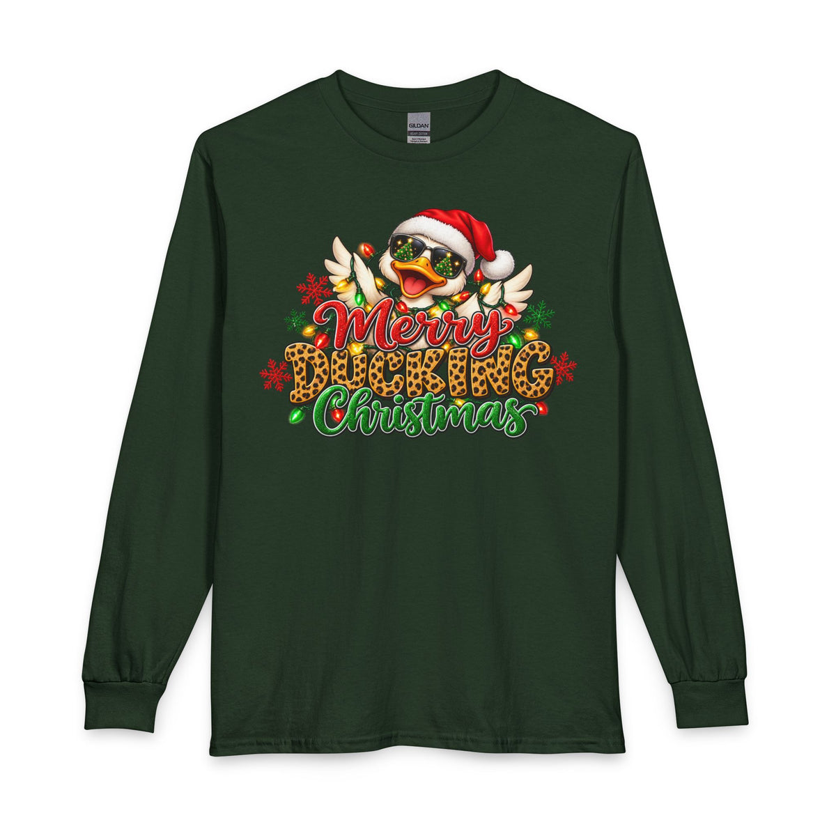 Merry Cheeky Christmas Long Sleeve Tee — Santa Duck Holiday Shirt