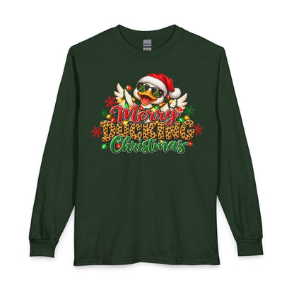 Merry Cheeky Christmas Long Sleeve Tee — Santa Duck Holiday Shirt