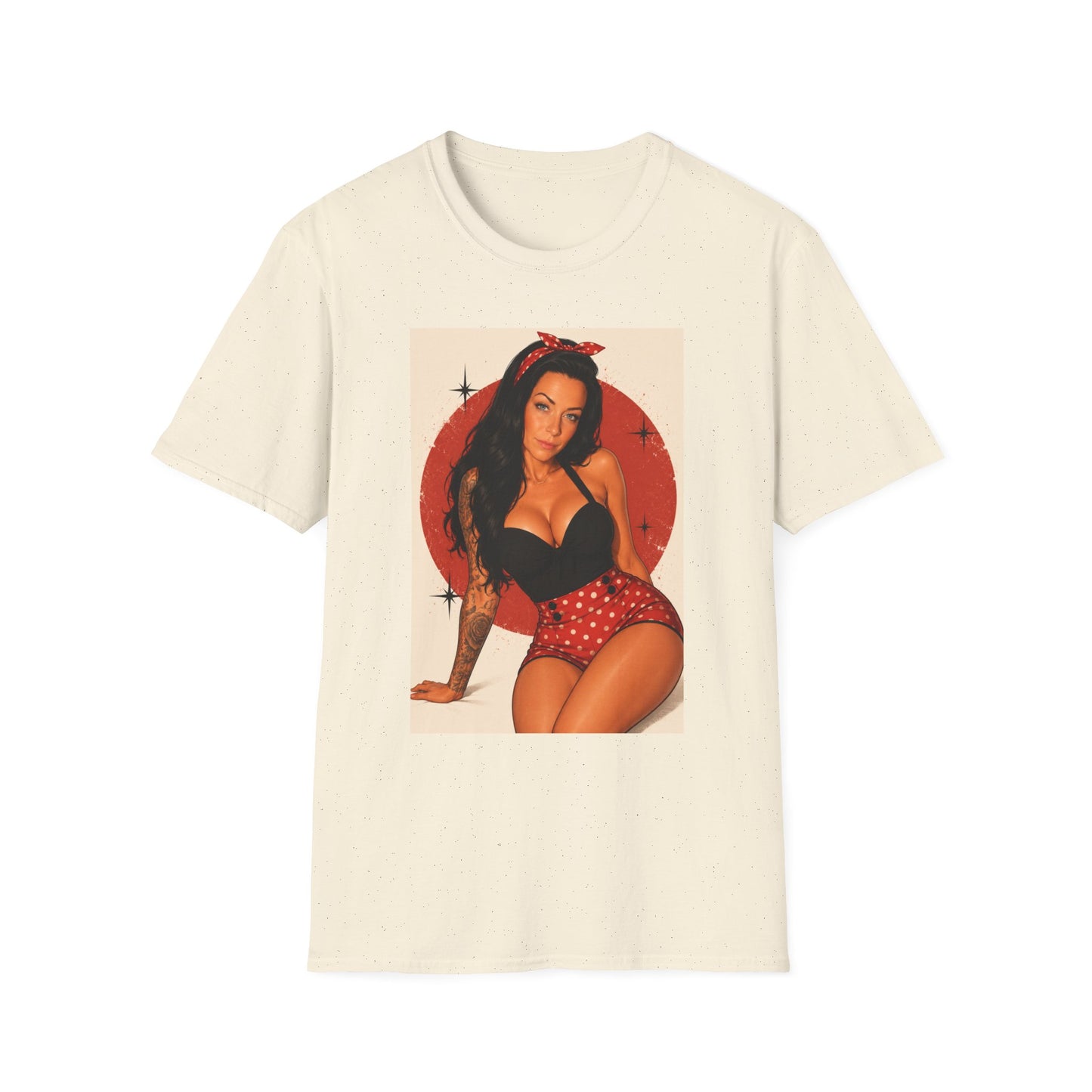 Retro Pinup T-Shirt - Vintage Red Bandana Pin-Up Girl Graphic Tee