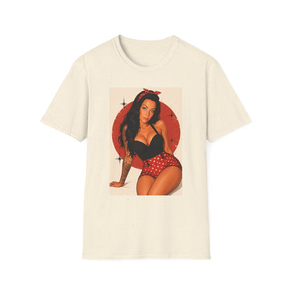 Retro Pinup T-Shirt - Vintage Red Bandana Pin-Up Girl Graphic Tee