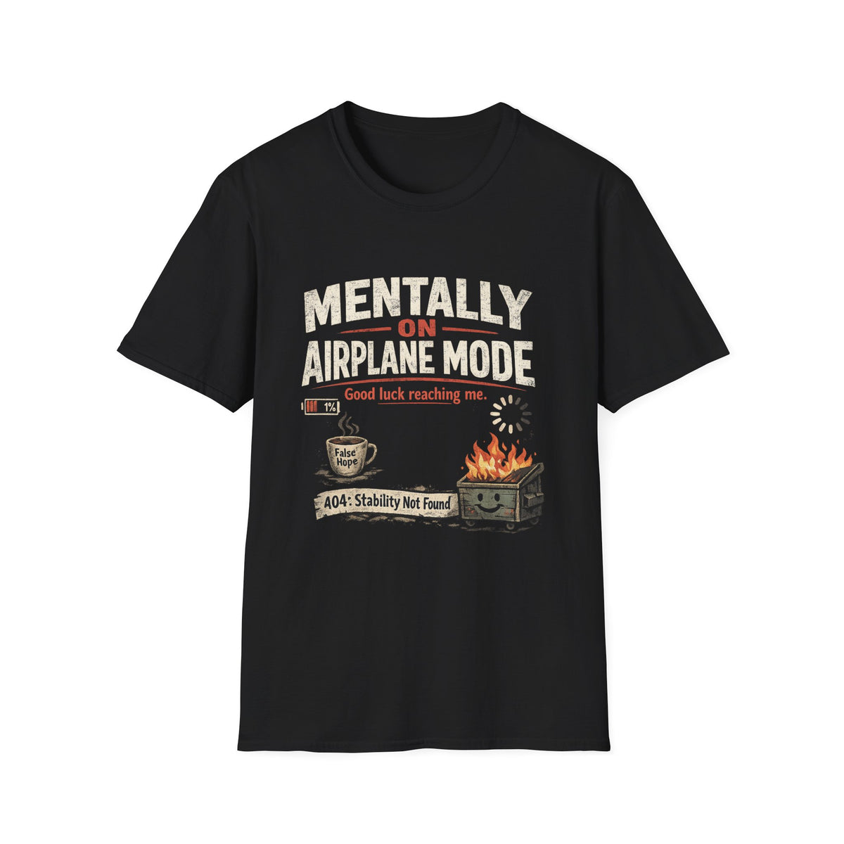 Women’s/Mens Tee: "Mentally on Airplane Mode" T-Shirt — Funny Travel/Introvert Graphic Tee