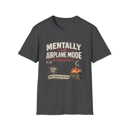 Women’s/Mens Tee: "Mentally on Airplane Mode" T-Shirt — Funny Travel/Introvert Graphic Tee