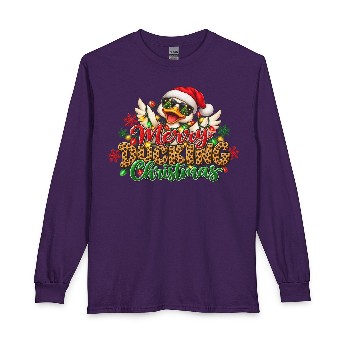 Merry Cheeky Christmas Long Sleeve Tee — Santa Duck Holiday Shirt