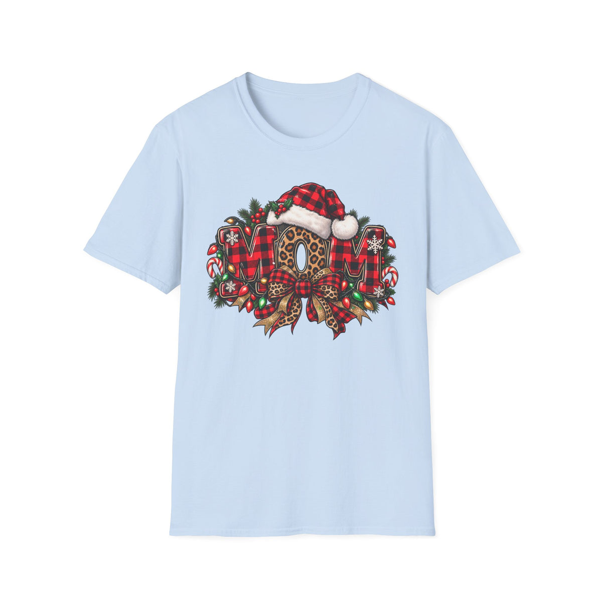 Christmas Mom T-Shirt – Holiday Plaid Santa Hat Café Design