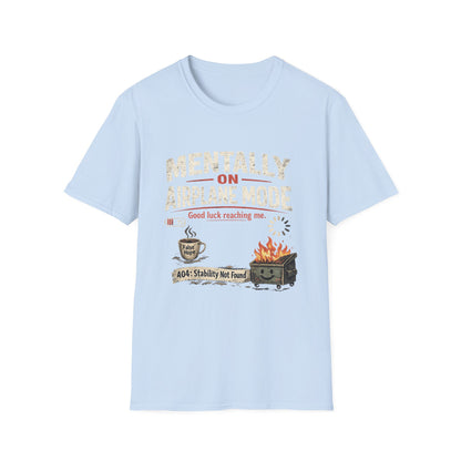 Women’s/Mens Tee: "Mentally on Airplane Mode" T-Shirt — Funny Travel/Introvert Graphic Tee