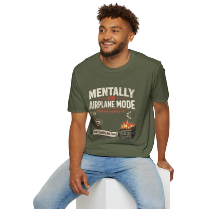 Women’s/Mens Tee: "Mentally on Airplane Mode" T-Shirt — Funny Travel/Introvert Graphic Tee