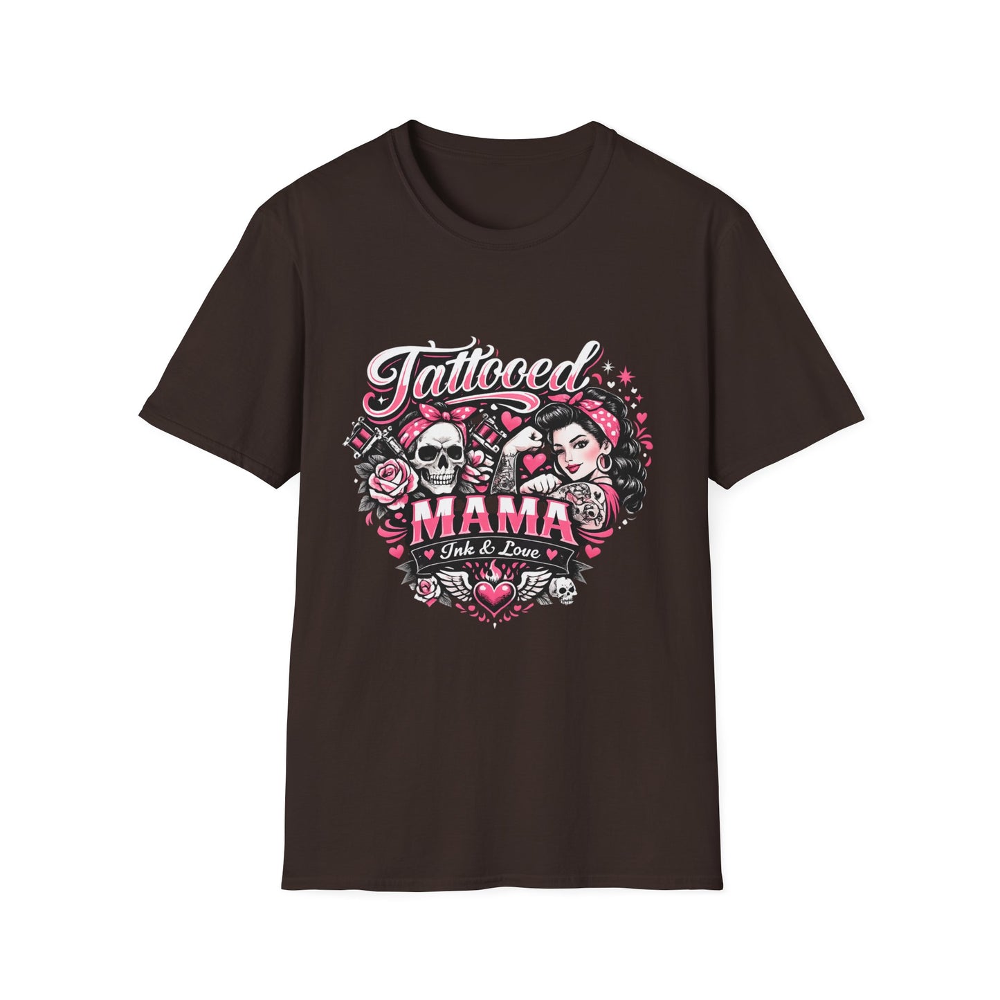 Tattooed Mama T-Shirt — Retro Rockabilly Skull & Rose Design