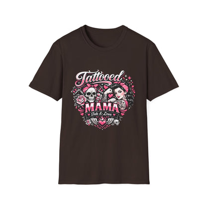 Tattooed Mama T-Shirt — Retro Rockabilly Skull & Rose Design