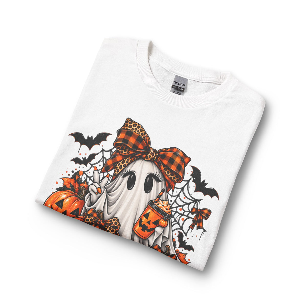 Halloween Ghost with Pumpkins Long Sleeve Tee